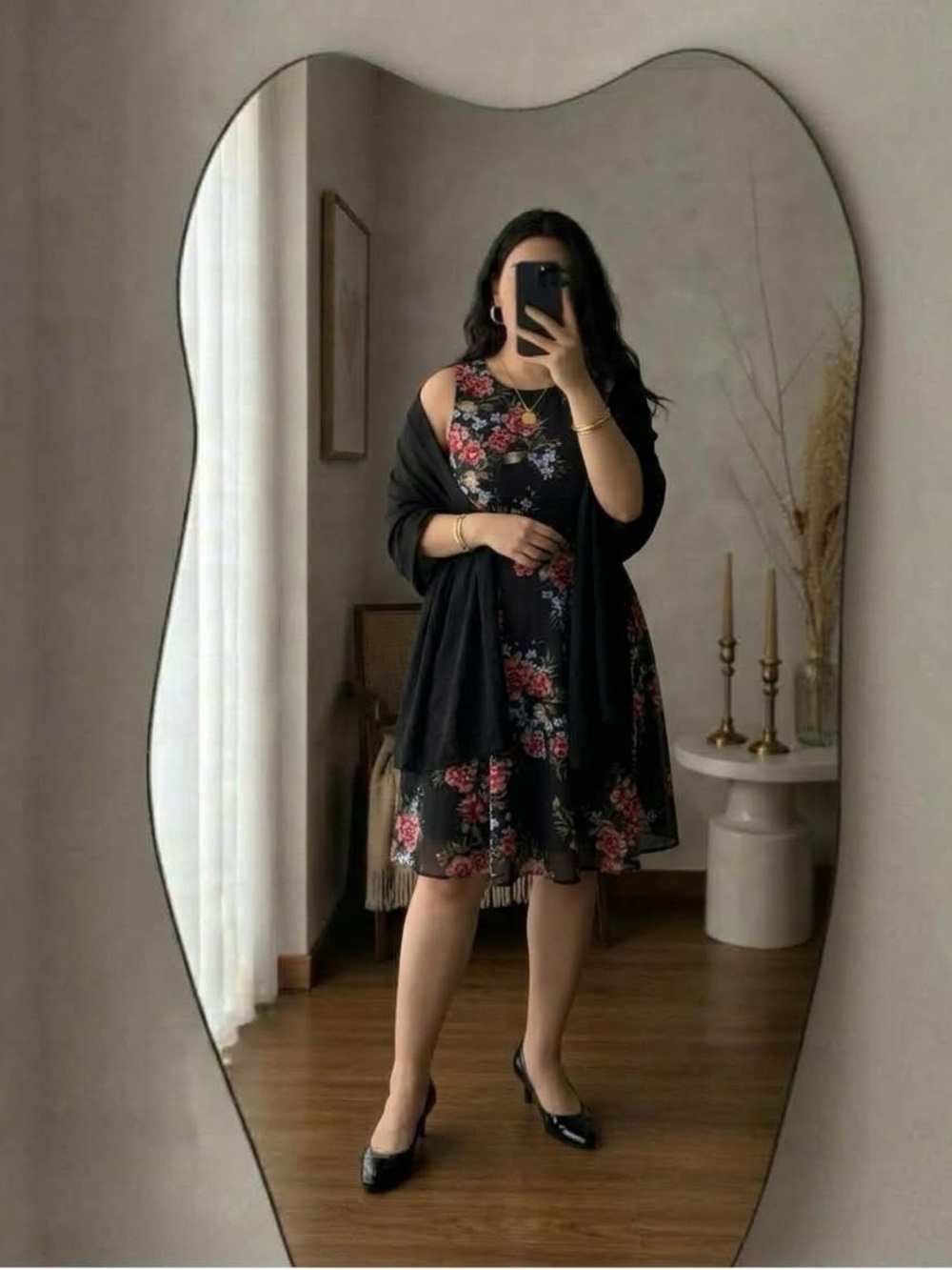 Torrid Black Floral Chiffon Midi Dress 1X (14-16) Fit & Flare Lined